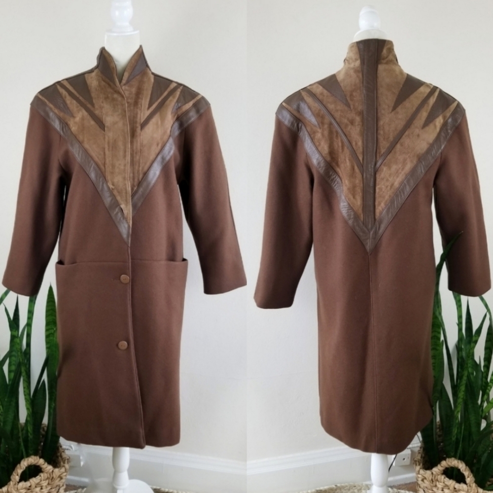 🎉HP VTG 80s David Benjamin Wool + Leather Jacket